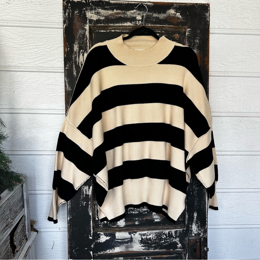 Altar’D State Striped Black and Cream Sweater